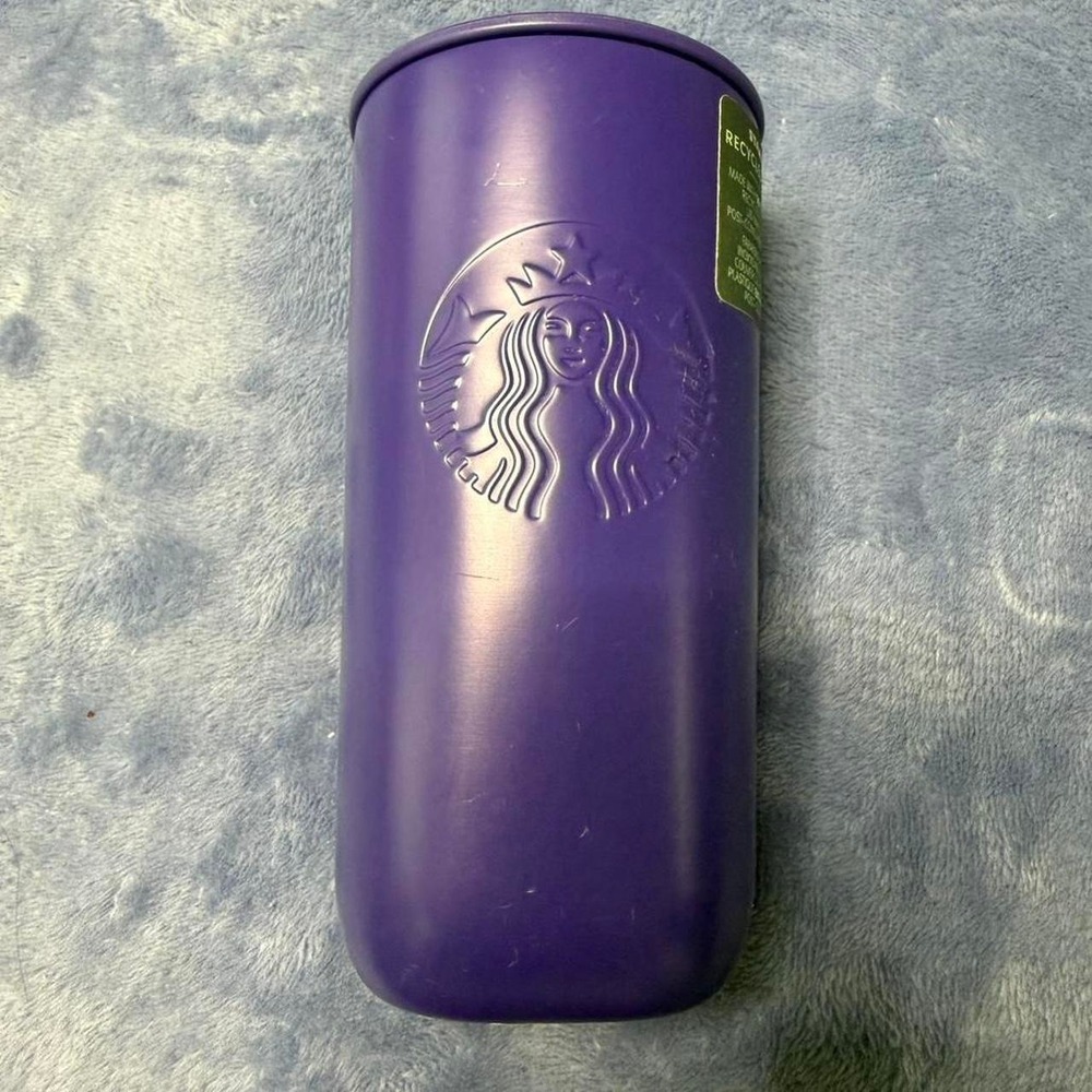 Purple Starbucks tumbler with lid